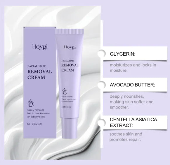 Smooth Skin Moisturizing Facial Hair Removal Cream for Women, Soft Serve Shave Oil, 30g